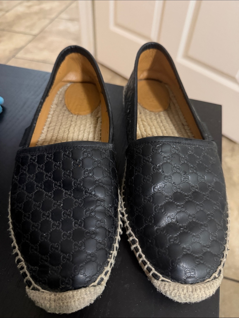 Gucci Black Quilted Leather Espadrille Loafers